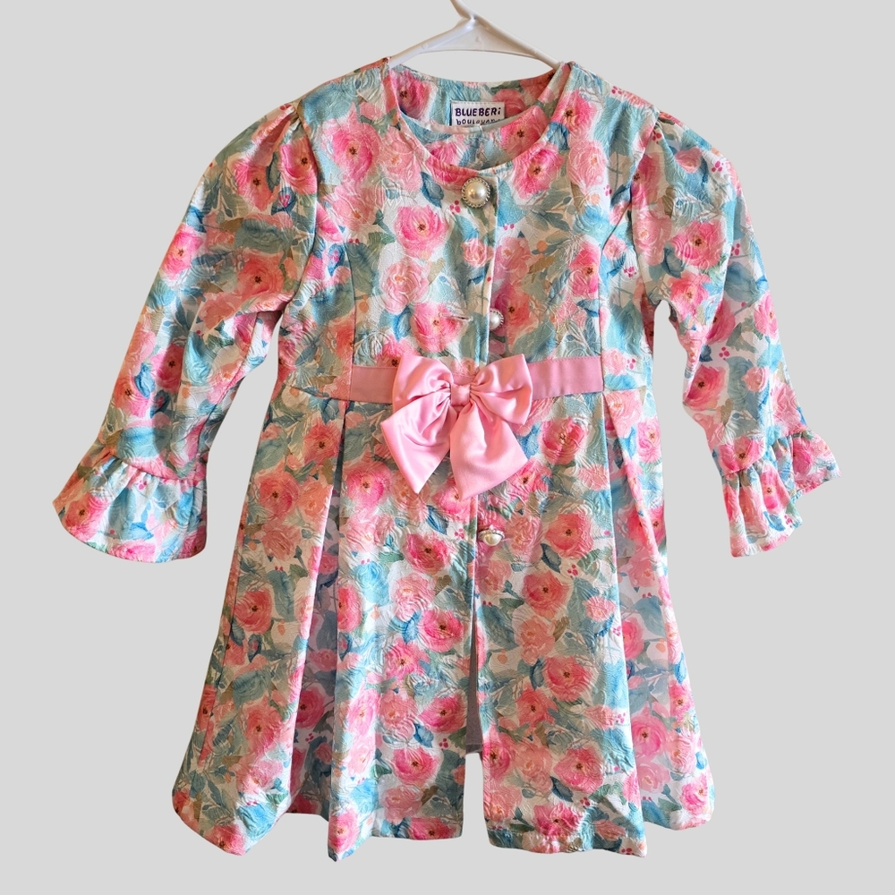 Blueberi Boulevard Floral Dress & Coat Set Toddler Girl Size 5 Pink Occasion